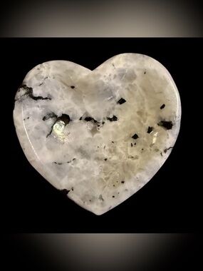 Rainbow Moonstone Heart Bowl Jewelry or Sphere Holder -